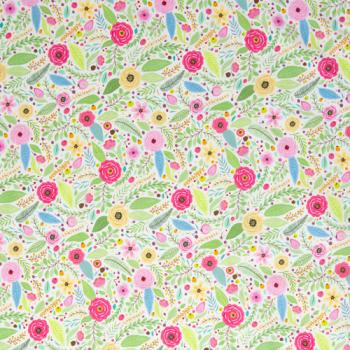 Baumwoll Druck Blüten und Blätter auf Weiß von Happy Easter by Swafing 